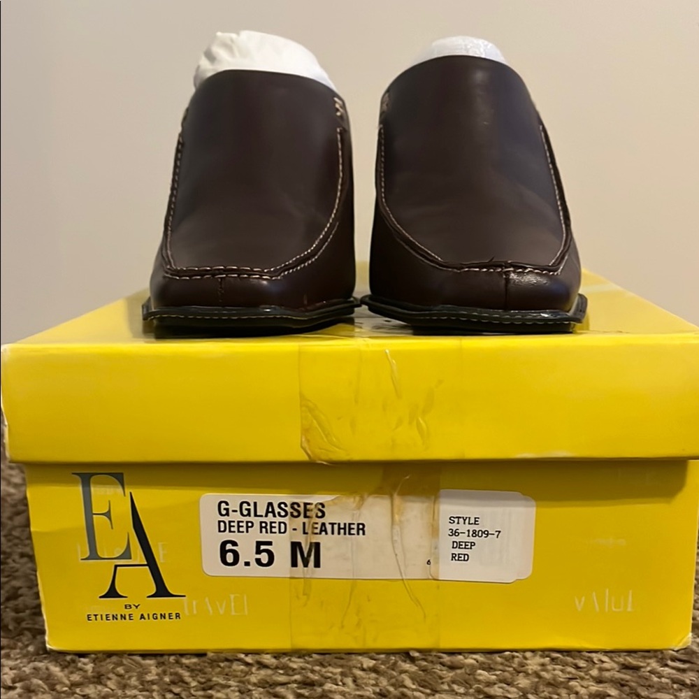 Etienne Aigner Deep Red Leather Mules